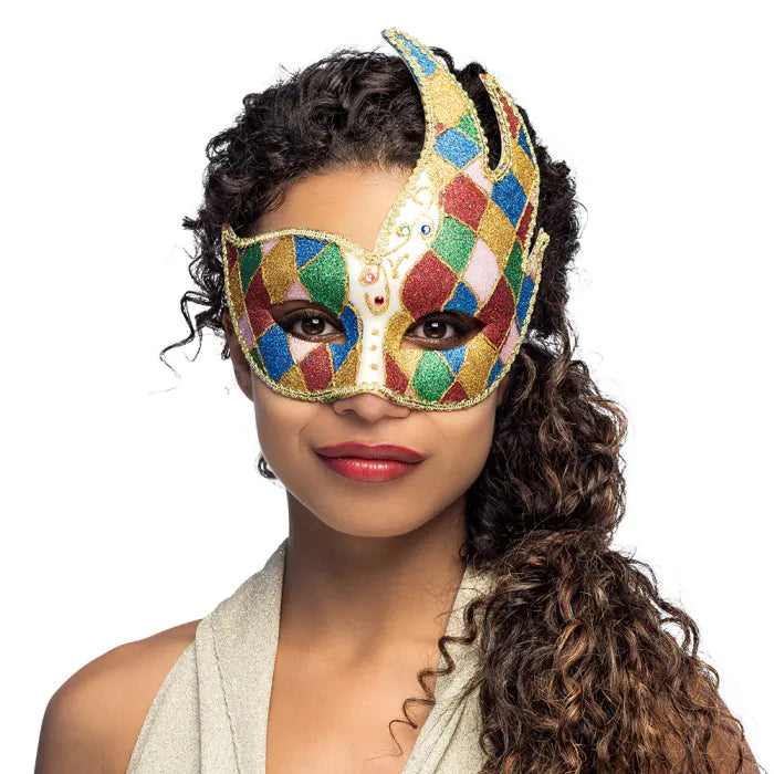 Rainbow Jester Masquerade Mask