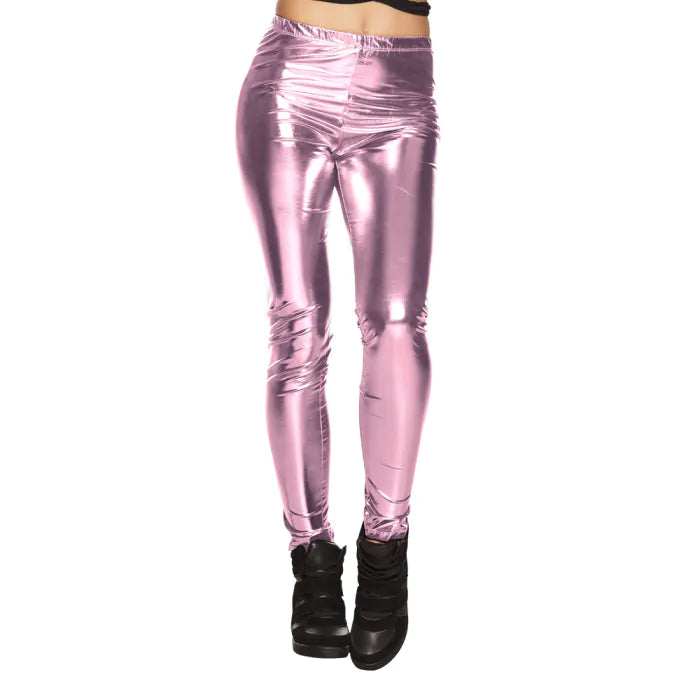 Metallic Leggings - Light Pink