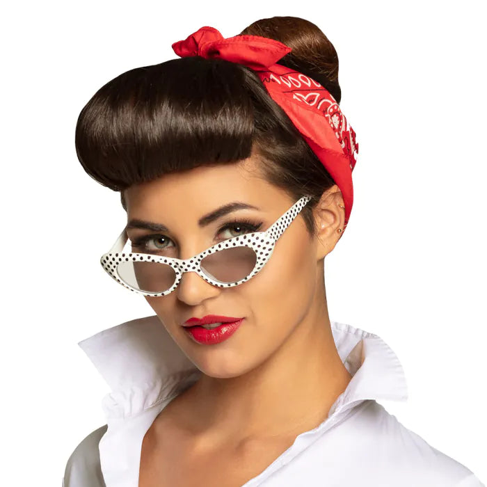 Sandy Grease Party Glasses - White & Black