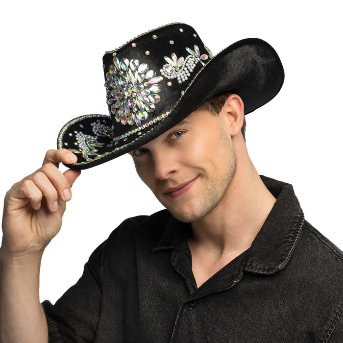 Black Crystal Gem Cowboy Hat