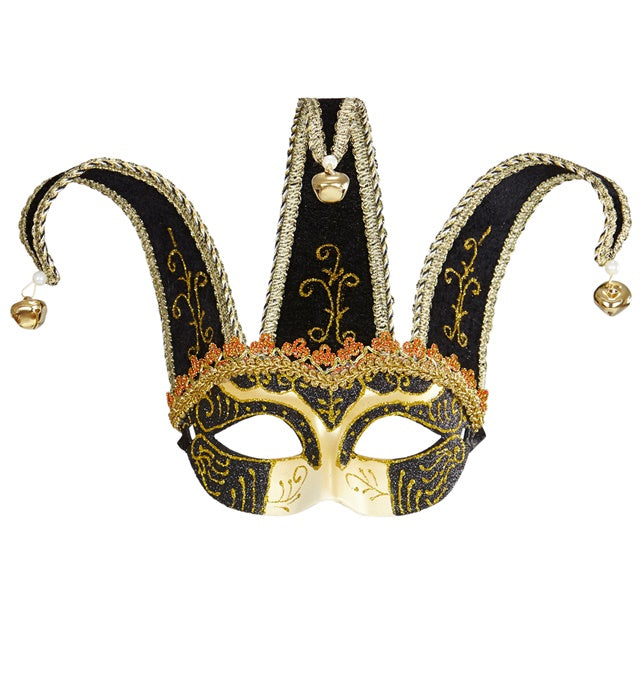 Black & Gold Jolly Jingle Bell Masquerade Mask