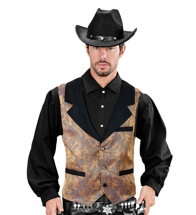 Brown Jacquard Vintage Vest