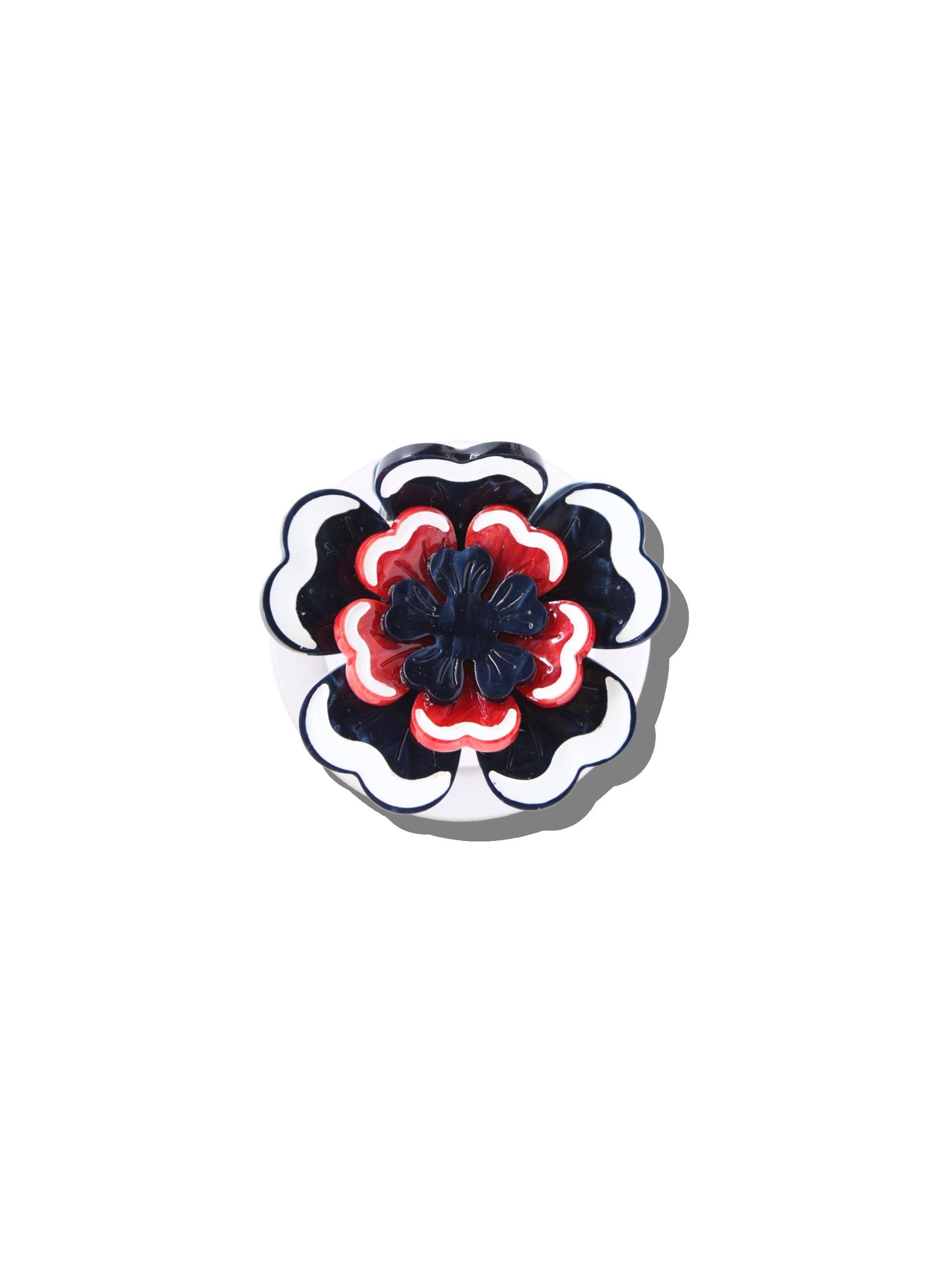 Solar Eclipse Hand-painted Americana Flower Grip Charm - Navy