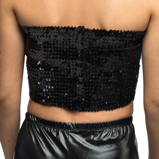 Sparkle Black Bandeau Top