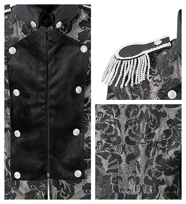 Mens Silver Jacquard Parade Coat