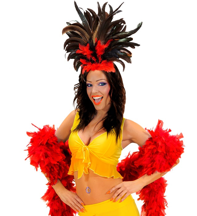Red & Black Carnival Feather Headband