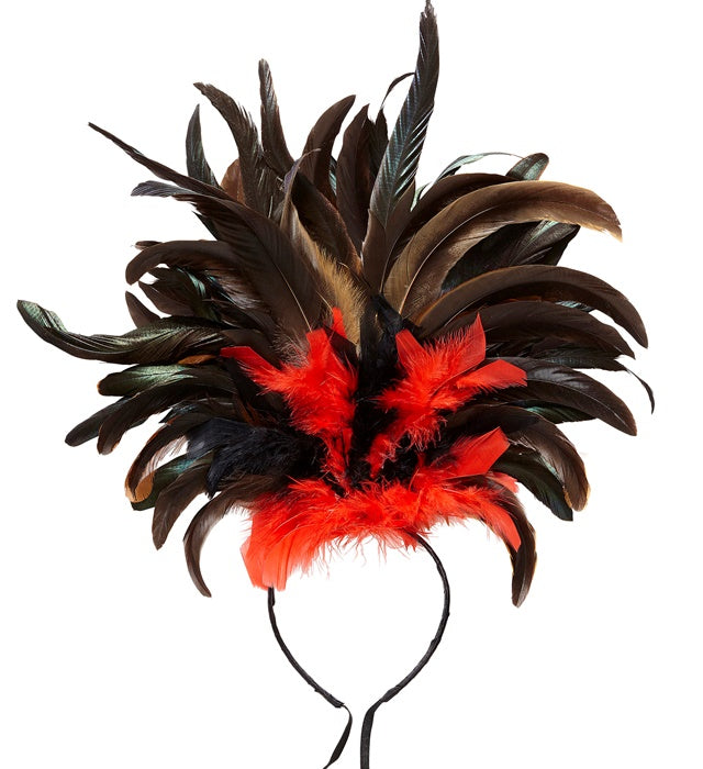 Red & Black Carnival Feather Headband