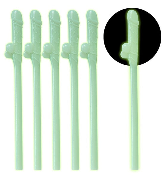 6 Glow In The Dark Willy Sipping Straws