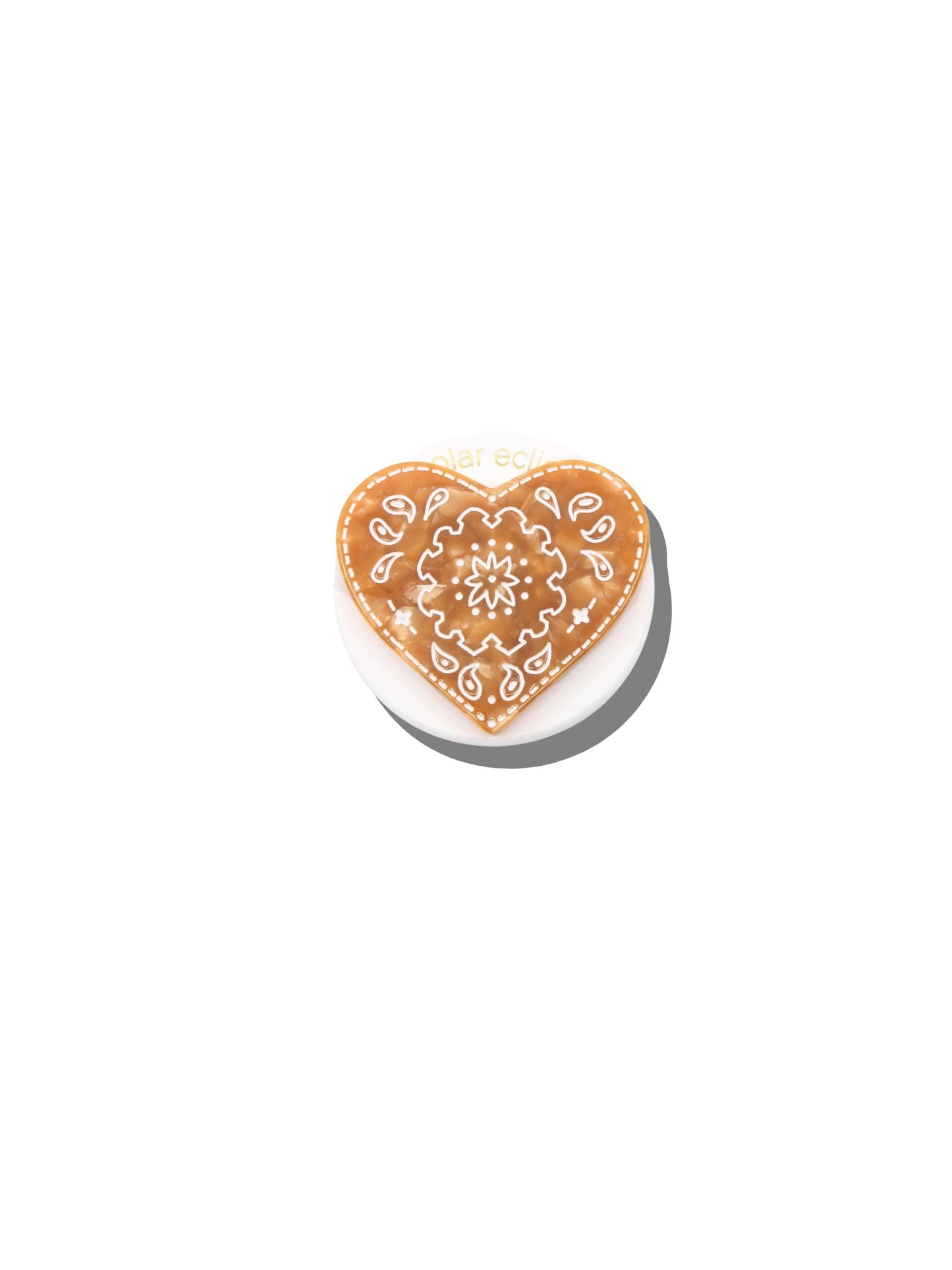Solar Eclipse Hand-painted Paisley Heart Grip Charm - Brown