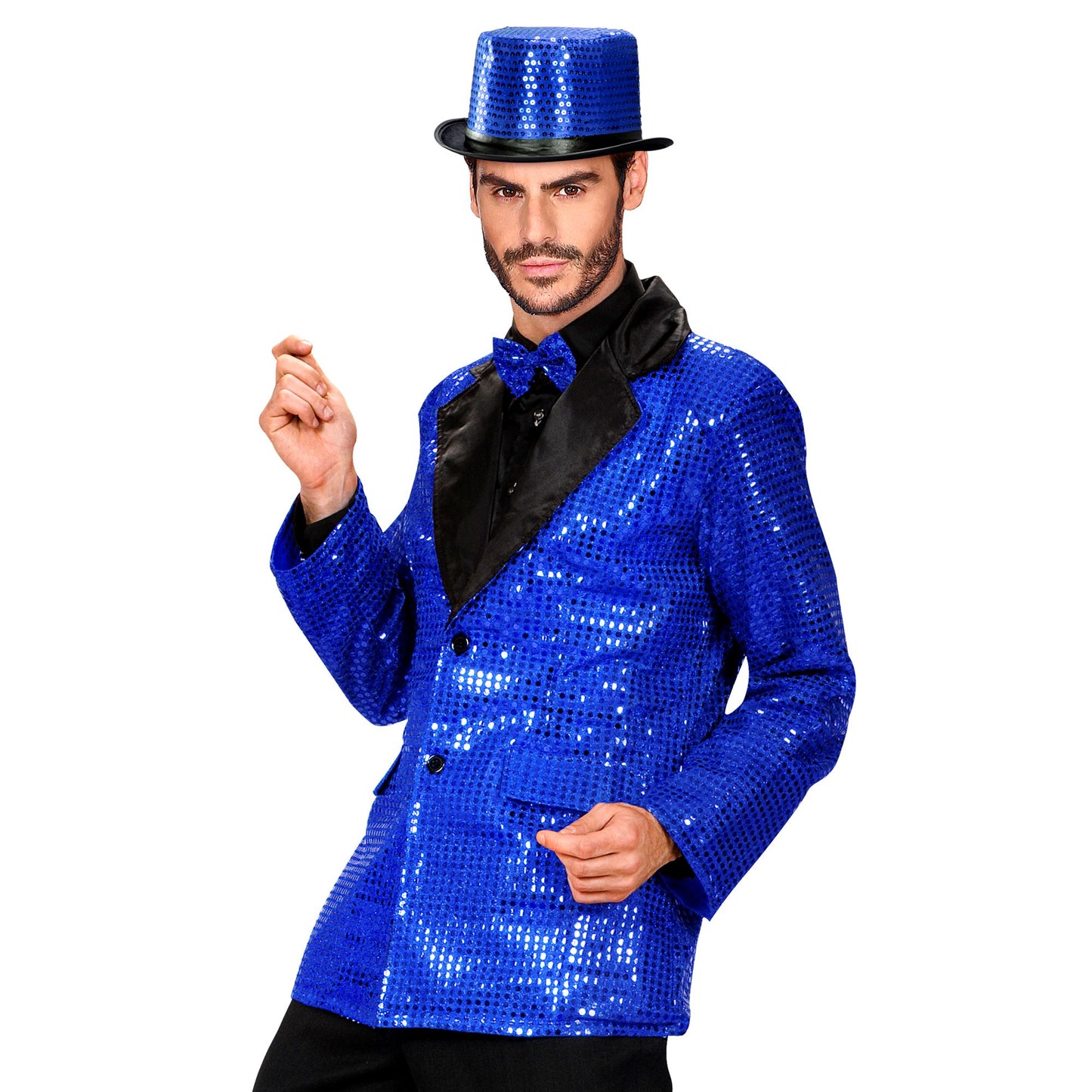 COMING SOON Blue Sequin Fancydress Collared Jacket