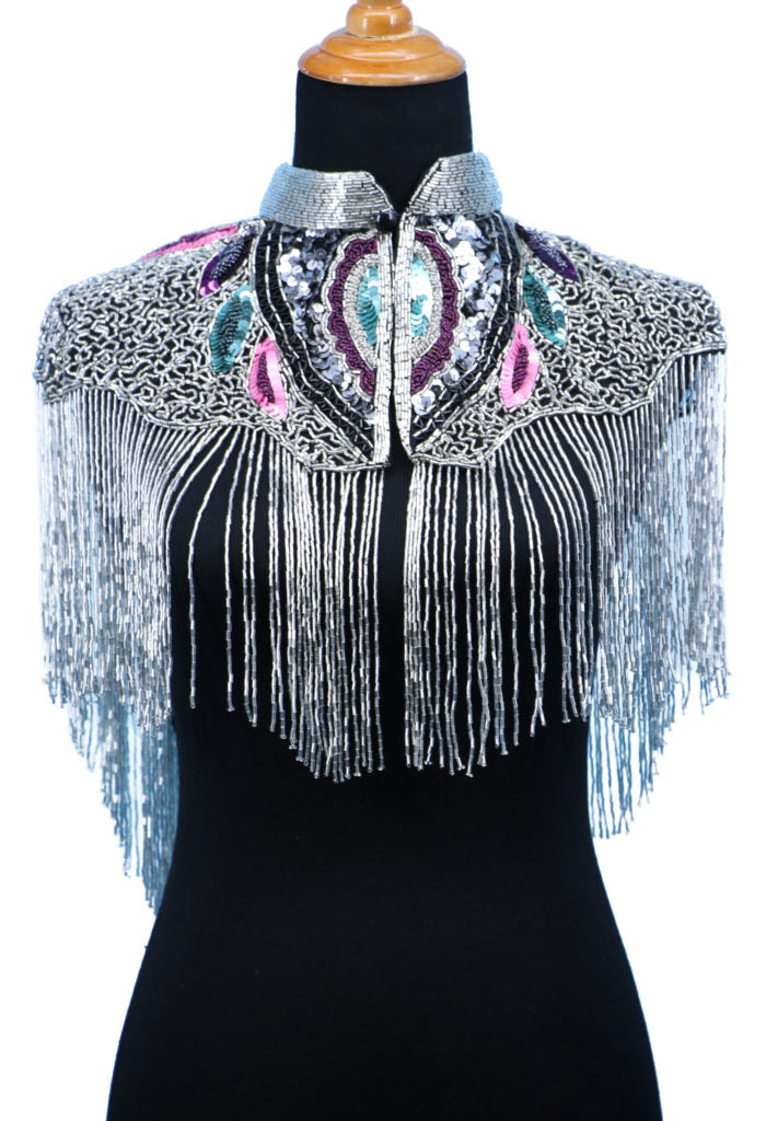 Beaded Sequin Cape with Fringing - Multi COMING SOON