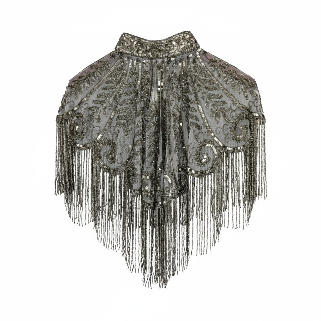 Beaded Capelet with Fringing - Silver COMING SOON