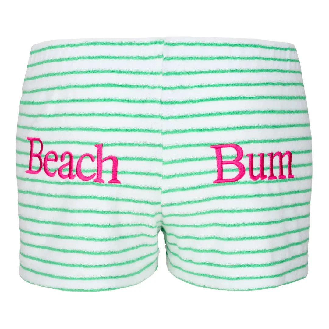 Green Stripe 'Beach Bum' Towelling Shorts