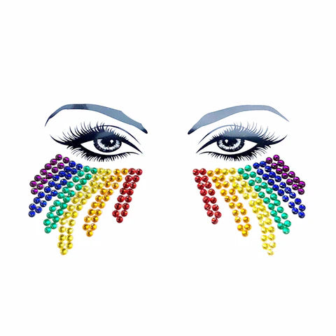 Neva Nude Rainbow Tears Multicolor Crystal Face Jewels