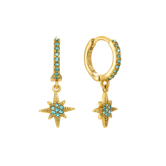 Bijoux De Mimi Cosima Star Huggie Earrings - Gold & Turquoise