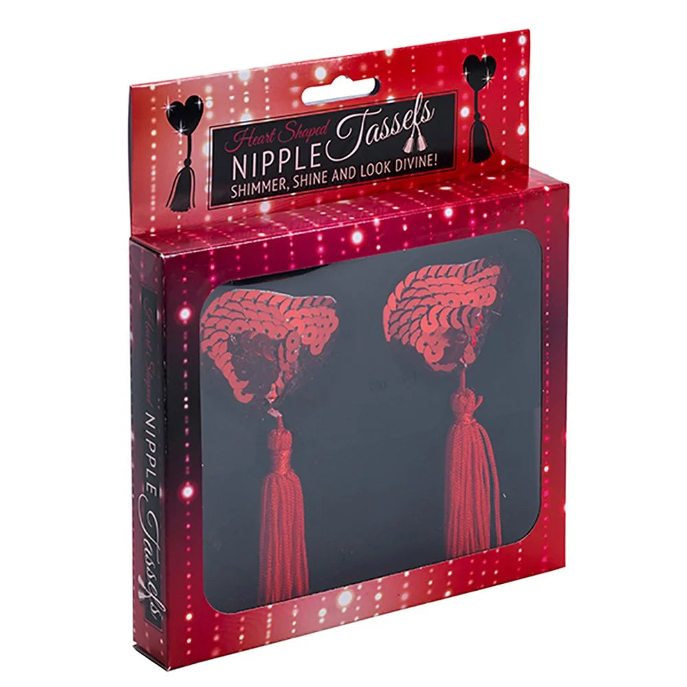 Red Sequin Heart-shaped Nipple Tassels