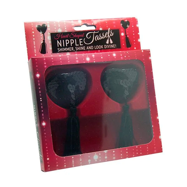 Black Sequin Heart-shaped Nipple Tassels