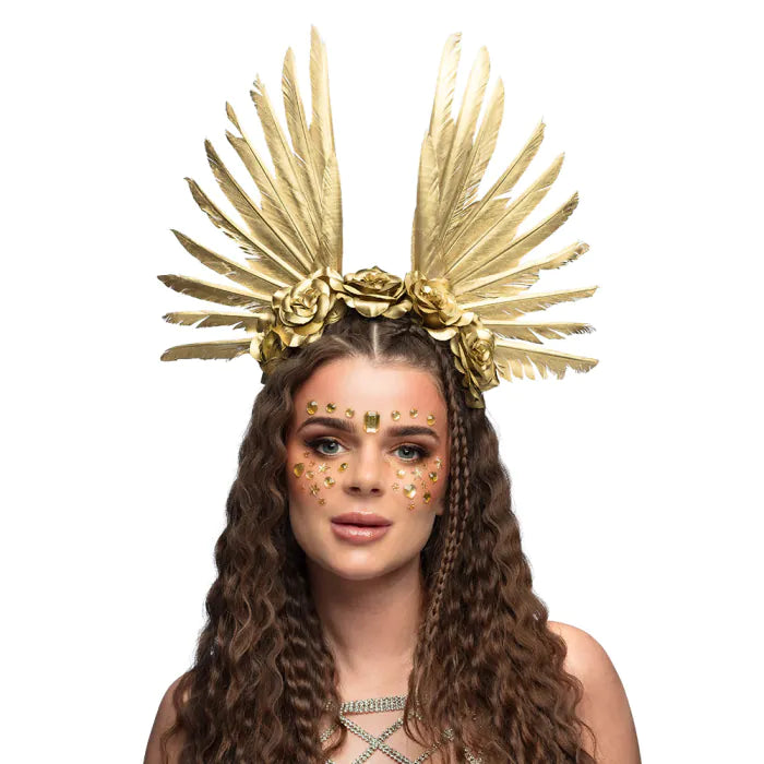 Winged Golden Rose Headband