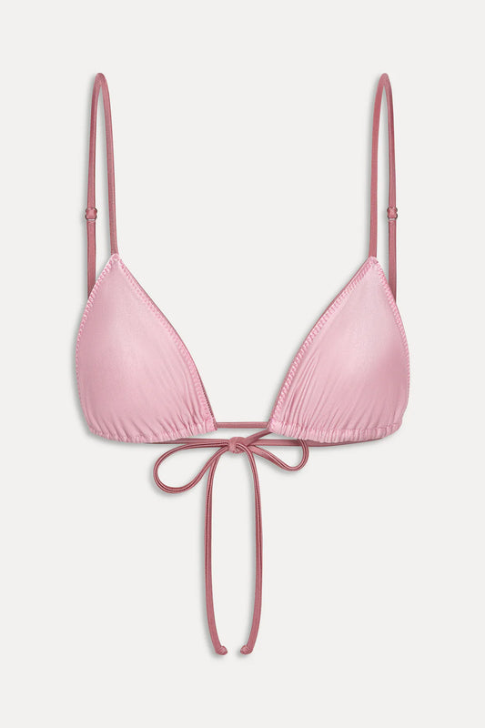 Frankies Bikinis Elena Satin Bikini Top & Tyra Satin Bikini Bottom - Sunset Pink