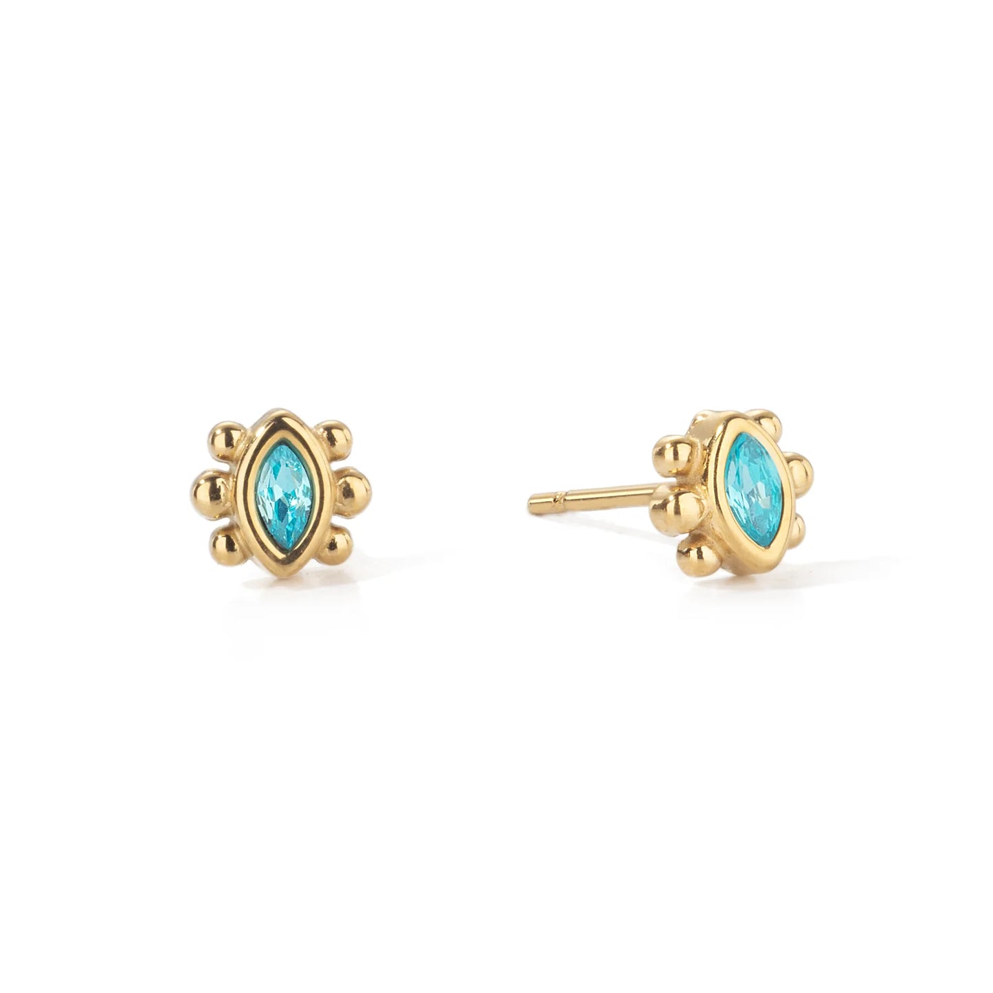 Bijoux De Mimi Francesca Stud Earrings - Gold Turquoise