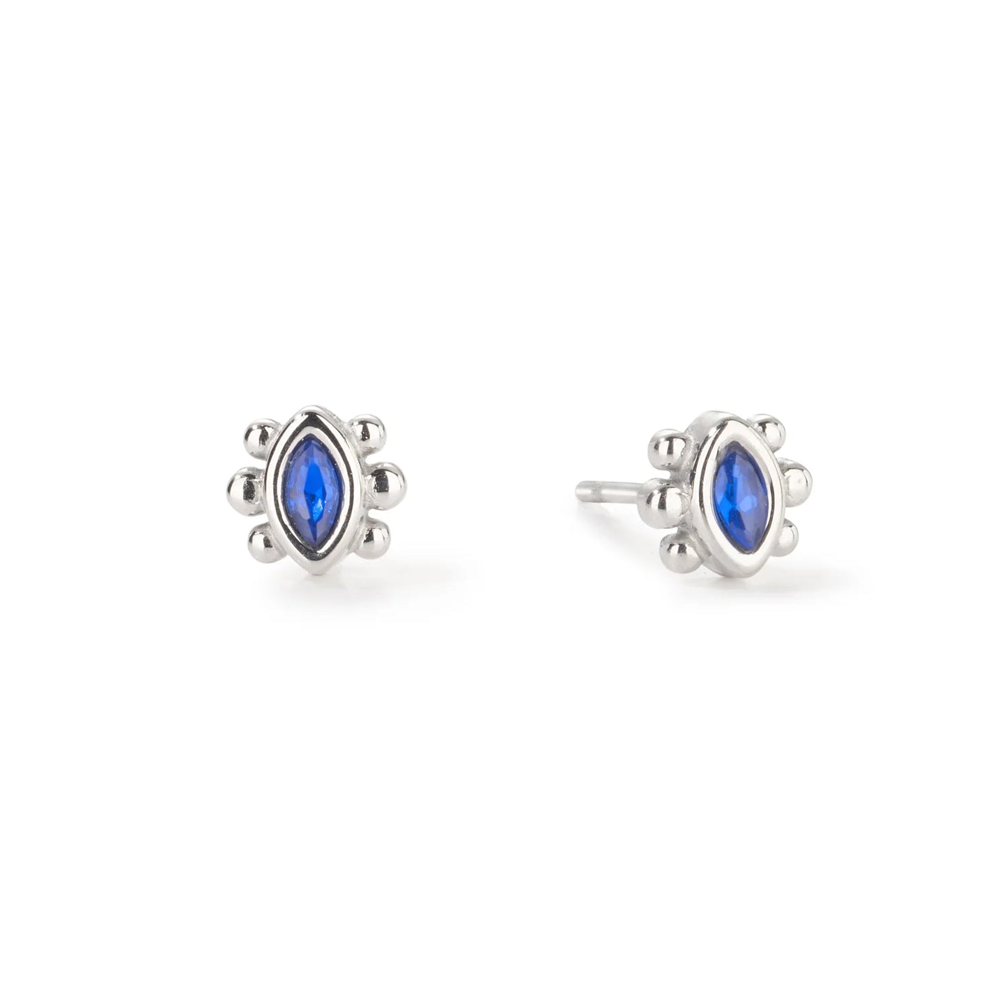 Bijoux De Mimi Francesca Stud Earrings - Silver Blue