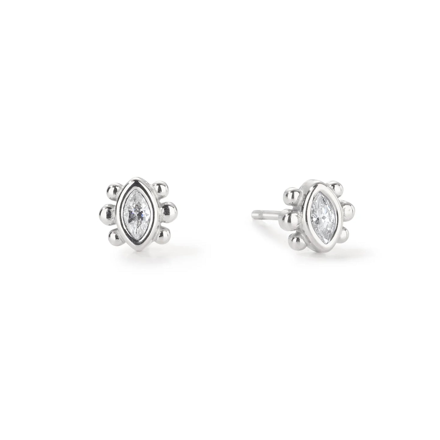 Bijoux De Mimi Francesca Stud Earrings - Silver Crystal