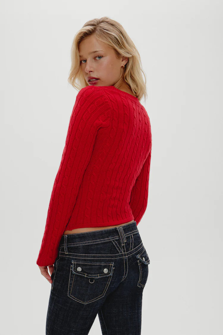 Frankies Bikinis Kit V-Neck Sweater - Heartstrings