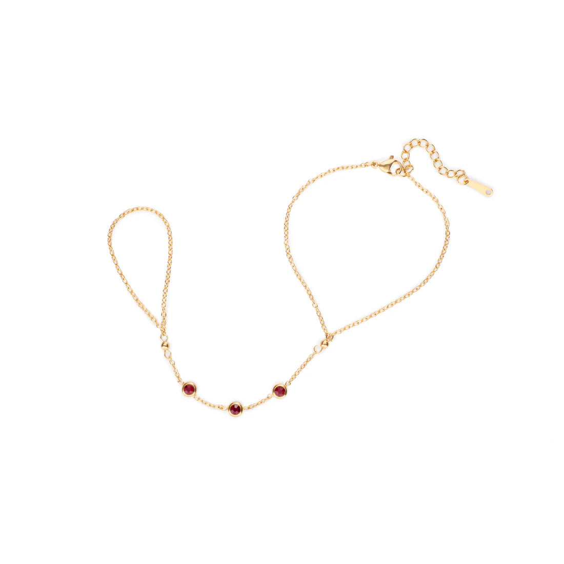 Bijoux De Mimi Madeleine Hand Chain - Gold & Red