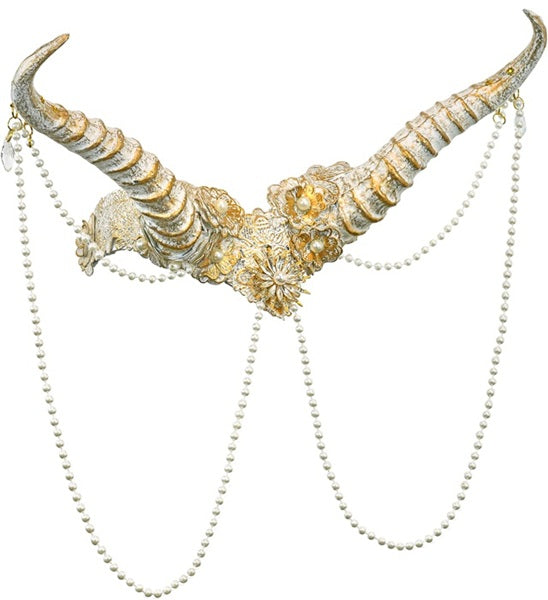 White Headpiece with Horns