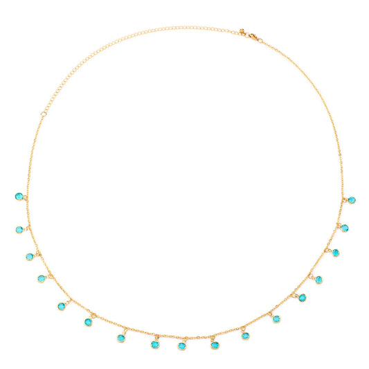 Bijoux De Mimi Ivy Droplet Belly Chain - Gold & Turquoise