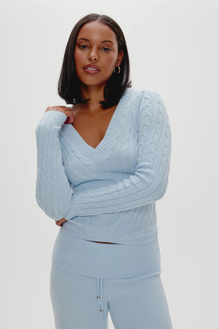 Frankies Bikinis Kit V-Neck Sweater - Daydream