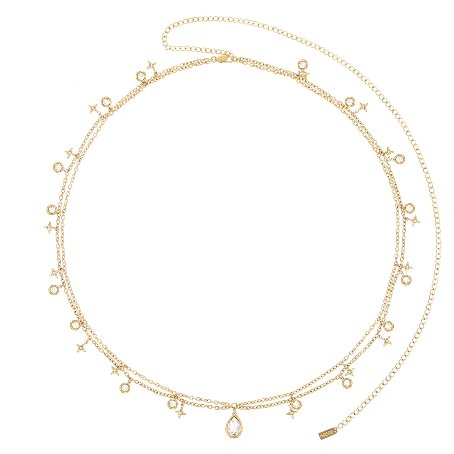Bijoux De Mimi Lara Double Star Stacking Belly Chain - Gold & Crystal