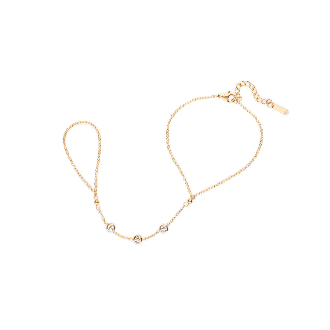 Bijoux De Mimi Madeleine Hand Chain - Gold & Crystal