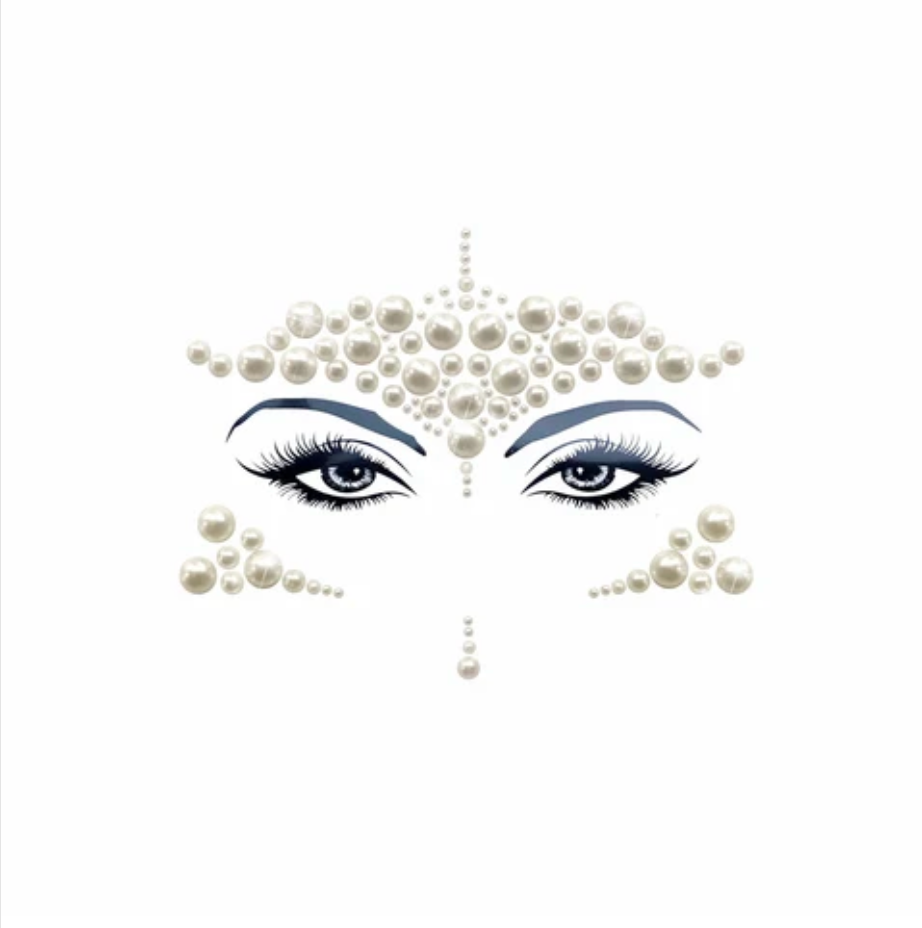Mazu Iridescent With Pearl Crystal Face Sticker