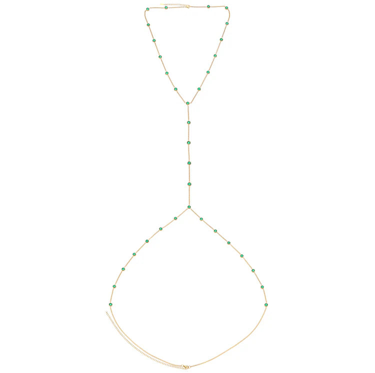 Bijoux De Mimi Olivia Body Chain Gold & Green