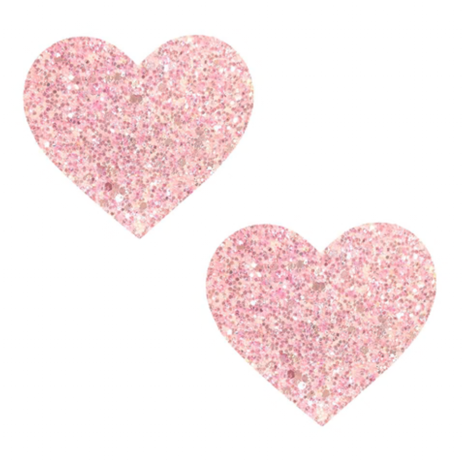 Neva Nude Powder Puff Pastel Baby Pink GlitterI Heart U Nipple Cover Pasties