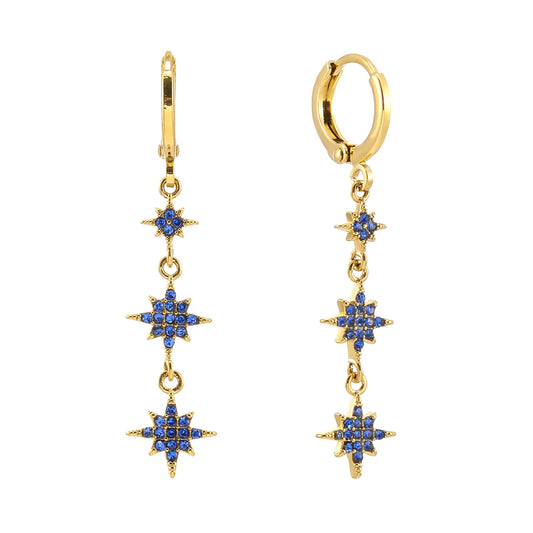 Bijoux De Mimi Romilly Droplet Star Huggie Earrings - Gold & Blue