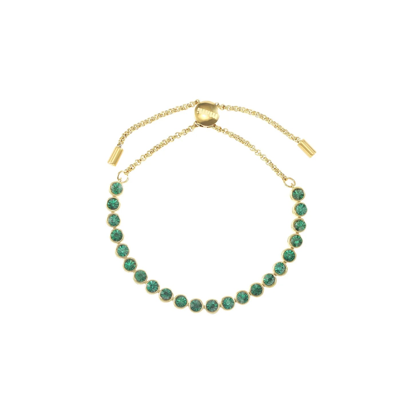 Bijoux De Mimi Tomi Tennis Bracelet - Gold & Green