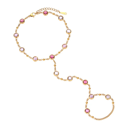 Tshenolo Multi Hand Chain - Gold & Pink