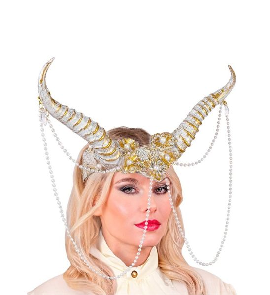 White Headpiece with Horns