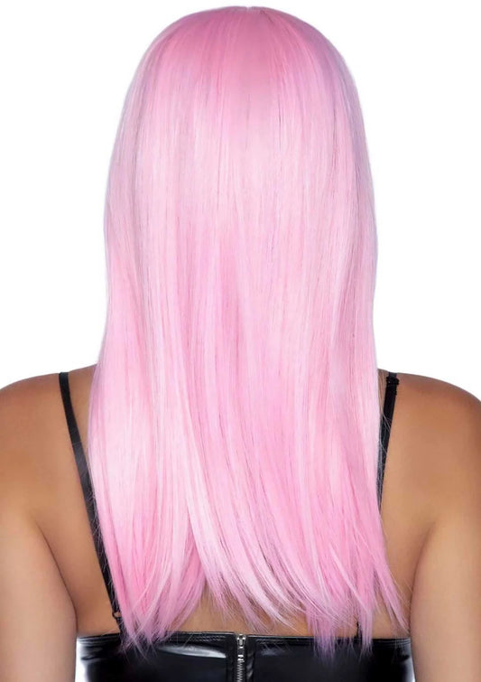 Long Straight Bangs Wig - Candy Pink