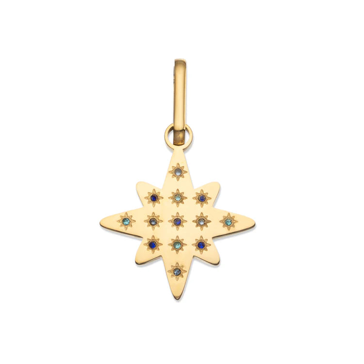 Bijoux De Mimi Aleena Gold Blue Chunky Star Pendant Charm