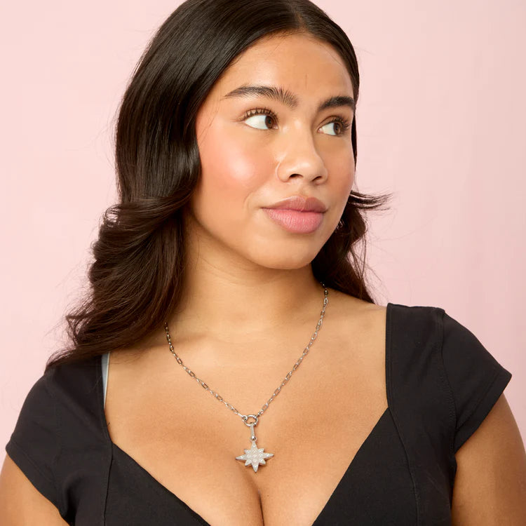 Bijoux De Mimi Aleena Silver Crystal Chunky Star Pendant Charm
