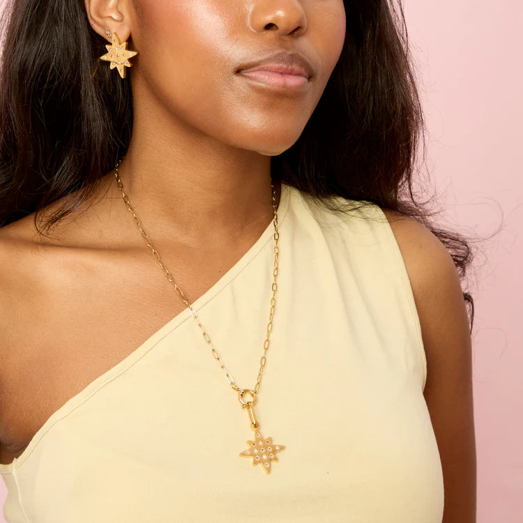 Bijoux De Mimi Aleena Gold Pink Chunky Star Pendant Charm
