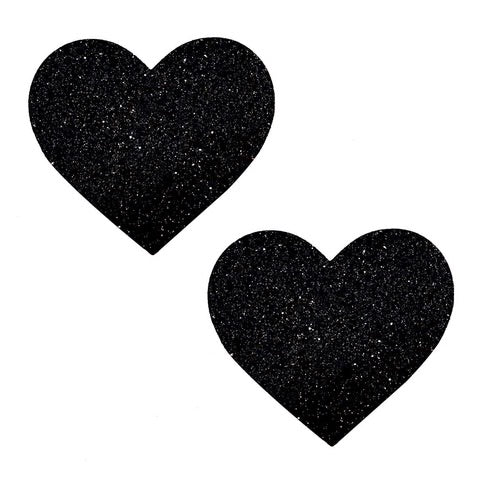 Neva Nude Black Malice Glitter I Heart U Nipple Cover Pasties