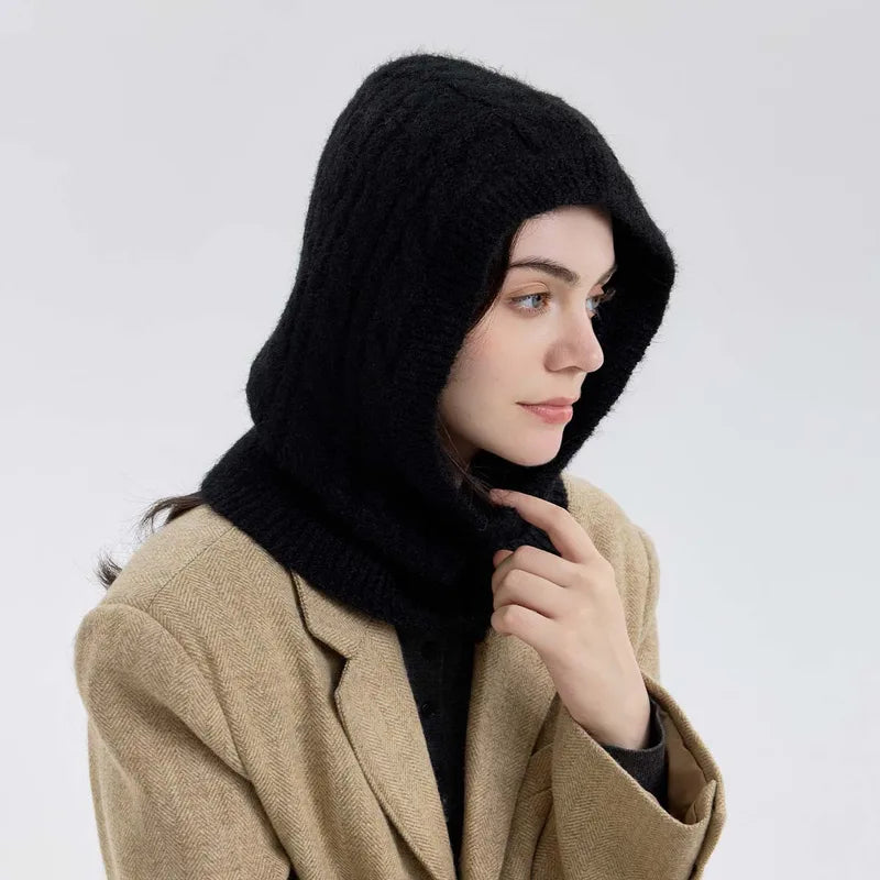 Knitted Balaclava Snood - Black