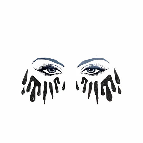 Neva Nude Bloody Awesome Black Glitter Tears Face Sticker
