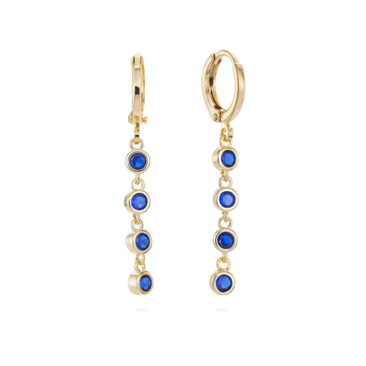 Bijoux De Mimi Ellica Droplet Huggie Earrings - Gold & Blue