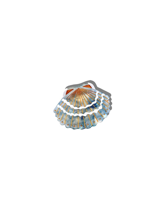 Solar Eclipse Shimmer Blue Seashell Claw Clip