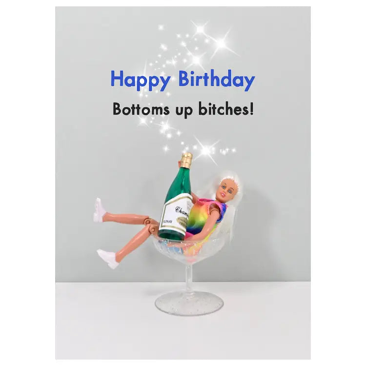 Bottoms Up Happy Birthday Greetings Card